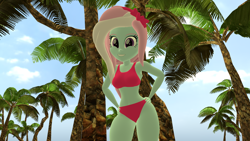 Size: 1920x1080 | Tagged: safe, artist:mr.uberrebu25, imported from derpibooru, kerfuffle, equestria girls, 3d, beach, beach babe, bikini, bikini babe, breasts, busty kerfuffle, clothes, equestria girls-ified, hand on hip, looking at you, pink swimsuit, solo, swimsuit