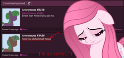 Size: 1409x658 | Tagged: safe, artist:guruyunus17, artist:muhammad yunus, imported from ponybooru, oc, oc:annisa trihapsari, earth pony, pony, digital art, meme, op started shit, op started shit and op is laughing at you, ponybooru, sad, triggered, vector, vulgar