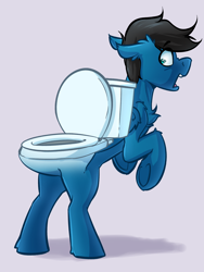 Size: 3000x4000 | Tagged: safe, artist:witchtaunter, imported from derpibooru, oc, oc:pony video maker, pegasus, but why, commission, commissioner:reversalmushroom, explicit source, funny, inanimate tf, pegasus oc, scared, shocked, shocked expression, toilet, toilet butt pony, transformation, wat, wings