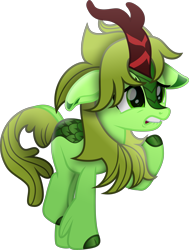 Size: 3886x5145 | Tagged: safe, artist:lincolnbrewsterfan, imported from derpibooru, oc, oc:cuteness overload, kirin, pony, derpibooru, my little pony: the movie, sounds of silence, .svg available, biting, cuteness overload, derpibooru ponified, floppy ears, green eyes, horn, inkscape, kirin oc, kirin-ified, leonine tail, lip bite, looking at something, male, meta, movie accurate, nervous, ponified, raised hoof, scales, simple background, species swap, stallion, stallion oc, svg, tail, transparent background, unshorn fetlocks, vector