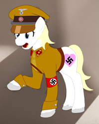 Size: 5187x6526 | Tagged: safe, artist:dr nick taco, imported from twibooru, oc, oc only, oc:aryanne, earth pony, pony, clothes, hat, image, nazi, png, sketch, solo, sturmabteilung