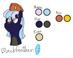 Size: 387x308 | Tagged: safe, artist:nukepony360, imported from derpibooru, oc, oc only, oc:blackfeather, pegasus, bust, hat, refence sheet, simple background, solo, white background