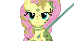 Size: 2073x1169 | Tagged: safe, artist:dawnflame, imported from derpibooru, fluttershy, pegasus, pony, the cutie re-mark, alternate timeline, badass, blood, bodypaint, chrysalis resistance timeline, ear piercing, earring, flutterbadass, frown, jewelry, looking at you, messy mane, mud, piercing, simple background, transparent background, tribalshy