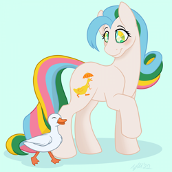 Size: 1920x1920 | Tagged: safe, artist:horse-time-babey, imported from derpibooru, quackers, bird, duck, pony, twinkle eyed pony, solo