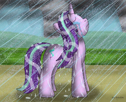 Size: 1280x1047 | Tagged: safe, artist:lynnthenerdkitty, artist:small-brooke1998, imported from derpibooru, starlight glimmer, pony, unicorn, rain, sad, sadness, soaked