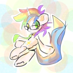 Size: 768x768 | Tagged: safe, artist:pnpn_721, imported from derpibooru, oc, oc only, pony, unicorn, cute, glasses, horn, looking at you, male, necktie, ocbetes, solo, stallion, unicorn oc