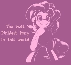 Size: 2048x1848 | Tagged: safe, artist:kurogewapony, imported from derpibooru, pinkie pie, earth pony, pony, bipedal, female, looking at you, mare, simple background, solo, text