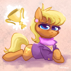 Size: 2048x2048 | Tagged: safe, artist:pfeffaroo, imported from derpibooru, ms. harshwhinny, earth pony, pony, clothes, female, lying down, mare, prone, solo