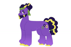 Size: 1280x854 | Tagged: safe, artist:itstechtock, imported from derpibooru, oc, oc:riverside iris, earth pony, pony, beard, facial hair, female, mare, parent:cattail, simple background, solo, white background