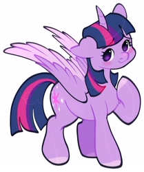 Size: 2723x3255 | Tagged: safe, artist:boorakun, imported from derpibooru, twilight sparkle, alicorn, pony, blushing, chest fluff, colored hooves, colored wings, curved horn, cute, high res, horn, one ear down, simple background, solo, twiabetes, twilight sparkle (alicorn), two toned wings, white background, wings