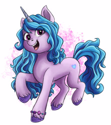 Size: 2480x2800 | Tagged: safe, artist:linweathery, imported from derpibooru, izzy moonbow, pony, unicorn, female, g5, open mouth, simple background, solo, white background