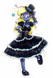 Size: 2309x3360 | Tagged: safe, artist:liaaqila, imported from derpibooru, oc, oc only, oc:azure/sapphire, equestria girls, crossdressing, equestria girls-ified, femboy, fishnet pantyhose, gothic lolita, high res, lace, makeup, male, solo, wig