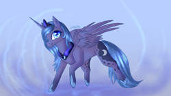 Size: 1280x720 | Tagged: safe, artist:sunniesfunthecupcake, imported from derpibooru, princess luna, alicorn, pony, female, s1 luna, solo