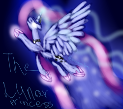 Size: 720x640 | Tagged: safe, artist:sunniesfunthecupcake, imported from derpibooru, princess luna, alicorn, pony, female, flying, glowing, glowing eyes, solo