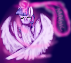 Size: 720x640 | Tagged: safe, artist:sunniesfunthecupcake, imported from derpibooru, twilight sparkle, alicorn, pony, eyes closed, female, glowing, glowing horn, horn, magic, solo, twilight sparkle (alicorn)