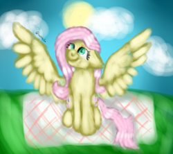 Size: 720x640 | Tagged: safe, artist:sunniesfunthecupcake, imported from derpibooru, fluttershy, pegasus, pony, female, solo, spread wings, wings