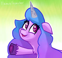 Size: 1962x1845 | Tagged: safe, artist:llamalauncher, imported from derpibooru, izzy moonbow, pony, unicorn, chest fluff, female, g5, gradient background, mare, solo