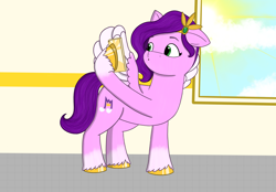 Size: 4720x3280 | Tagged: safe, artist:katiesunny2, imported from derpibooru, pipp petals, pegasus, pony, cellphone, female, g5, hoof hold, mare, phone, selfie, solo, spread wings, sun, wings