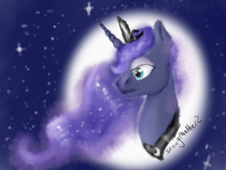 Size: 1600x1200 | Tagged: safe, artist:sunniesfunthecupcake, imported from derpibooru, princess luna, alicorn, pony, bust, female, moon, solo