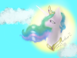 Size: 1600x1200 | Tagged: safe, artist:sunniesfunthecupcake, imported from derpibooru, princess celestia, alicorn, pony, bust, female, solo, sun