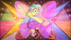 Size: 3840x2160 | Tagged: safe, artist:cloudy glow, artist:laszlvfx, edit, imported from derpibooru, fluttershy, pony, clothes, dress, high res, solo, wallpaper, wallpaper edit