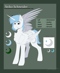 Size: 4000x4900 | Tagged: safe, artist:lunciakkk, imported from derpibooru, oc, oc:seiko, alicorn, female, reference sheet, solo