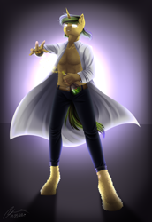 Size: 3440x5000 | Tagged: safe, artist:lunciakkk, imported from derpibooru, oc, oc only, oc:macter, anthro, anthro oc, clothes, commission, lab coat