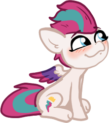 Size: 315x356 | Tagged: safe, artist:nootaz, imported from derpibooru, zipp storm, pegasus, pony, blushing, female, g5, mare, simple background, sitting, smiling, solo, transparent background