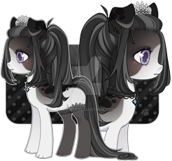 Size: 1024x957 | Tagged: safe, artist:miioko, imported from derpibooru, oc, oc only, earth pony, pony, choker, coat markings, deviantart watermark, duo, earth pony oc, female, jewelry, mare, obtrusive watermark, simple background, socks (coat markings), tiara, transparent background, watermark