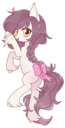 Size: 1024x2000 | Tagged: safe, artist:miioko, imported from derpibooru, oc, oc only, earth pony, pony, bow, braid, earth pony oc, simple background, solo, tail, tail bow, transparent background