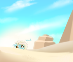 Size: 664x567 | Tagged: safe, artist:higgly-chan, imported from derpibooru, imported from ponybooru, oc, oc only, oc:sapphire oasis, crystal pony, pony, cloud, cute, desert, female, mare, sand, solo