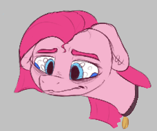 Size: 228x191 | Tagged: safe, artist:anonymous, pinkie pie, earth pony, pony, aggie.io, collar, crying, female, frown, lowres, mare, sad, simple background, solo