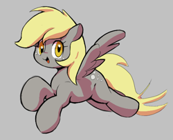 Size: 451x366 | Tagged: safe, artist:parfait, derpy hooves, pegasus, pony, aggie.io, female, flying, looking at you, mare, open mouth, simple background, smiling, solo, spread wings, wings