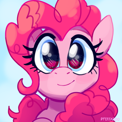 Size: 2048x2048 | Tagged: safe, artist:pfeffaroo, imported from derpibooru, pinkie pie, earth pony, pony, bust, cute, daaaaaaaaaaaw, diapinkes, female, full face view, happy, high res, hnnng, looking at you, mare, portrait, smiling, solo, weapons-grade cute