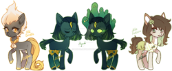 Size: 1024x425 | Tagged: safe, artist:miioko, imported from derpibooru, oc, oc only, earth pony, pony, deviantart watermark, earth pony oc, glow, glowing eyes, obtrusive watermark, raised hoof, simple background, transparent background, watermark