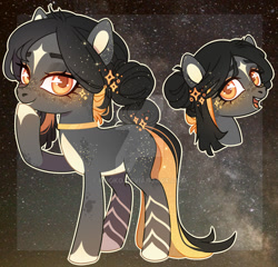Size: 1024x982 | Tagged: safe, artist:miioko, imported from derpibooru, oc, oc only, earth pony, pony, bust, deviantart watermark, duo, earth pony oc, eyelashes, female, mare, obtrusive watermark, raised hoof, stars, watermark