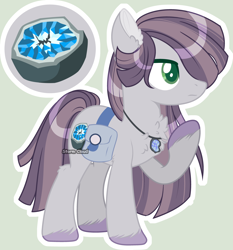 Size: 3904x4187 | Tagged: safe, artist:stormcloud-yt, imported from derpibooru, oc, oc only, oc:spinel, earth pony, pony, bag, base used, colored hooves, earth pony oc, female, jewelry, mare, necklace, offspring, parent:maud pie, parent:mud briar, parents:maudbriar, raised hoof, saddle bag, simple background, solo