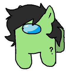 Size: 318x320 | Tagged: safe, artist:omelettepony, ponerpics exclusive, oc, oc only, oc:filly anon, amogus, among us, female, filly, ms paint, question mark, simple background, solo, white background