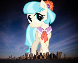 Size: 2048x1672 | Tagged: safe, artist:itv-canterlot, artist:thegiantponyfan, imported from derpibooru, coco pommel, earth pony, pony, female, giant pony, giant/macro earth pony, giant/mega coco pommel, giantess, highrise ponies, irl, macro, manhattan, mare, mega giant, new york, new york city, photo, ponies in real life