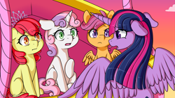 Size: 1920x1080 | Tagged: safe, artist:vladivoices, imported from derpibooru, apple bloom, scootaloo, sweetie belle, twilight sparkle, alicorn, earth pony, pegasus, pony, unicorn, fanfic:history repeats, animatic, cutie mark crusaders, female, filly, floppy ears, foal, twilight sparkle (alicorn)