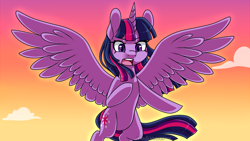 Size: 1920x1080 | Tagged: safe, artist:vladivoices, imported from derpibooru, part of a set, twilight sparkle, alicorn, pony, fanfic:history repeats, animatic, female, open mouth, solo, spread wings, twilight sparkle (alicorn), wings