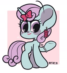 Size: 1405x1527 | Tagged: safe, artist:oc_ponys, imported from derpibooru, oc, oc only, oc:jenni love, pony, unicorn, 2021, bracelet, female, heart, jewelry, looking at you, mare, necklace, raised hoof, ribbon, solo