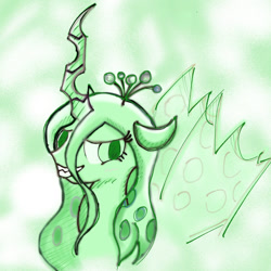 Size: 1024x1024 | Tagged: safe, alternate version, artist:tiga mega, imported from derpibooru, queen chrysalis, changeling, changeling queen, pony, female, looking at you, mare, solo