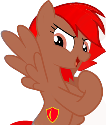 Size: 728x863 | Tagged: artist needed, safe, imported from derpibooru, pegasus, pony, barbie dreamtopia, female, hooves, mare, open mouth, open smile, png, ponified, red mane, red princess, show accurate, simple background, smiling, solo, spread wings, transparent background, wings