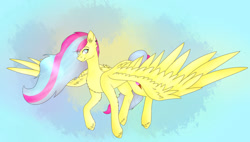 Size: 1280x729 | Tagged: safe, artist:peachyminnie, imported from derpibooru, oc, oc only, pegasus, pony, female, flying, mare, pegasus oc, solo, wings