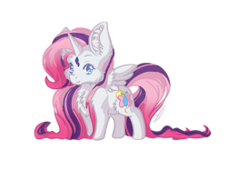 Size: 1024x768 | Tagged: safe, artist:maneblue, imported from derpibooru, fluttershy, rarity, alicorn, pony, chest fluff, ear fluff, female, fusion, mare, simple background, smiling, solo, transparent background