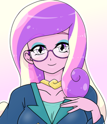 Size: 640x740 | Tagged: safe, artist:batipin, imported from derpibooru, princess cadance, equestria girls, dean cadance, female, glasses, looking at you, solo