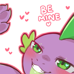 Size: 1159x1159 | Tagged: safe, artist:cold-blooded-twilight, imported from derpibooru, spike, dragon, blushing, dialogue, heart, simple background, smiling, solo, transparent background