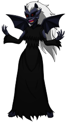 Size: 1608x3000 | Tagged: safe, artist:artemis-polara, imported from derpibooru, bat, equestria girls, apocalypse ponies, barefoot, bat wings, black sclera, death pony, equestria girls-ified, fangs, feet, glowing, glowing eyes, horseman of death, mask, ponied up, pony ears, robot chicken, rule 63, simple background, solo, this will end in death, transparent background, white hair, wings, xk-class end-of-the-world scenario