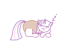 Size: 1563x1114 | Tagged: safe, artist:purblehoers, imported from derpibooru, twilight sparkle, pony, unicorn, crossed hooves, eyes closed, female, food, mare, ms paint, onomatopoeia, potato, simple background, sleeping, smiling, solo, sound effects, unicorn twilight, white background, zzz